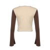 Fashion Star Print Round Collar Colorblock Sweatshirt Top  - Modakawa Modakawa