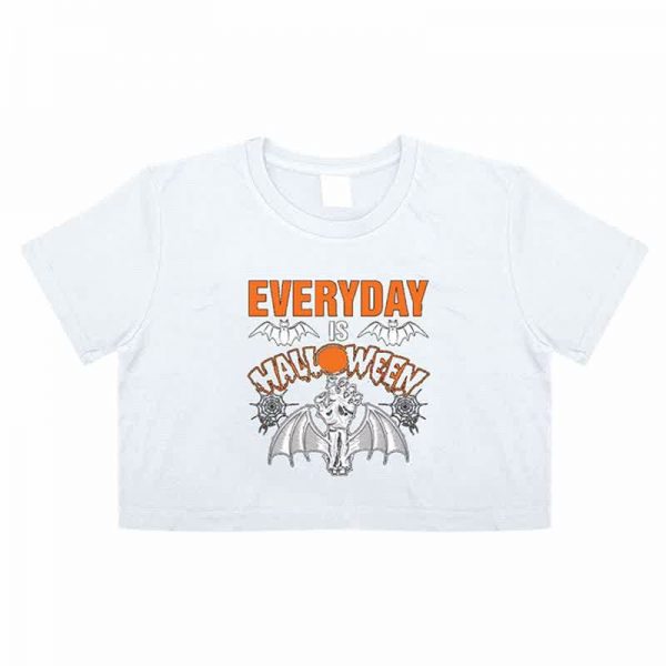 Bat Wings Letter Print Crop Top T-shirt - Modakawa Modakawa