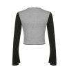 Fashion Star Print Round Collar Colorblock Sweatshirt Top  - Modakawa Modakawa
