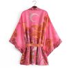 Vintage Moon Floral Print Cardigan Kimono Outerwear - Modakawa modakawa
