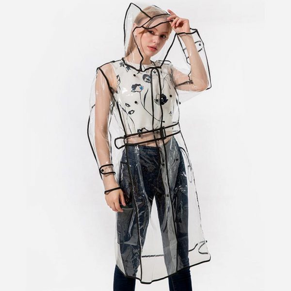 Loose Belted Transparency Raincoat - Modakawa modakawa